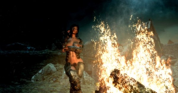 Моя Шэйла у костра, подле Вайтрана