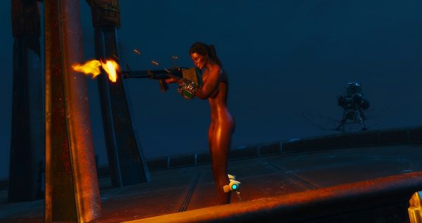 Погонять зомбаков вышла в чём проснулась. ;)