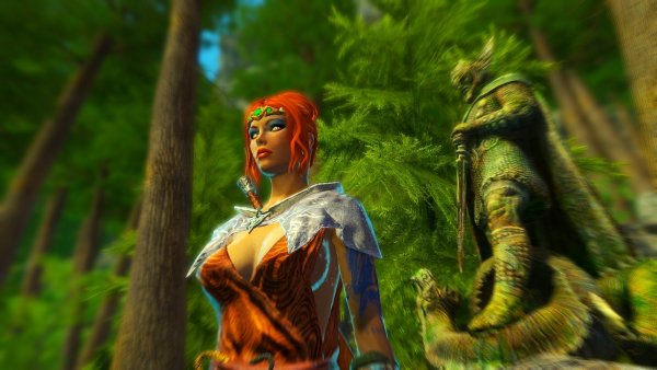 Шэйла у статуи Талосу в Enderal