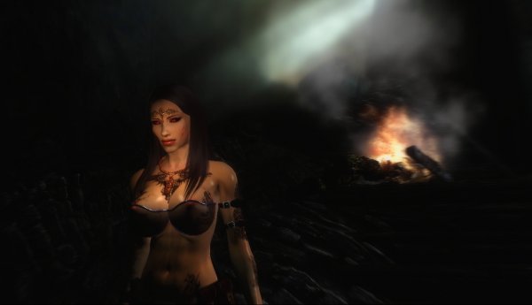 Велена в мрачном подземелье.. Скайрим