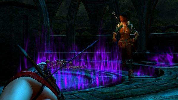 Дориана оббегает поднявшийся монумент..