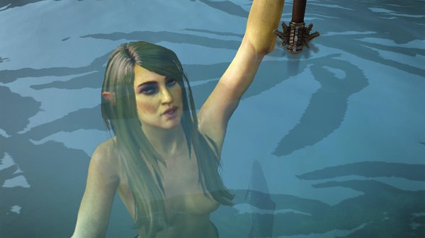 Владычица озера дарит меч Геральту..