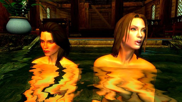 В бассейне - Рия и Анджелина.. SkyrimSE (сборка 6.0)