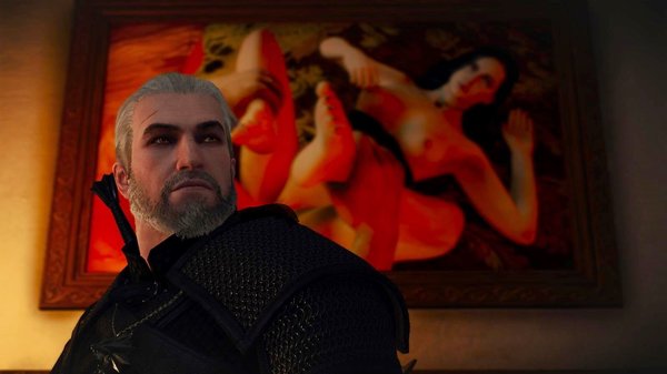 Геральт возле картины.. Ведьмак III (сборка Торна)