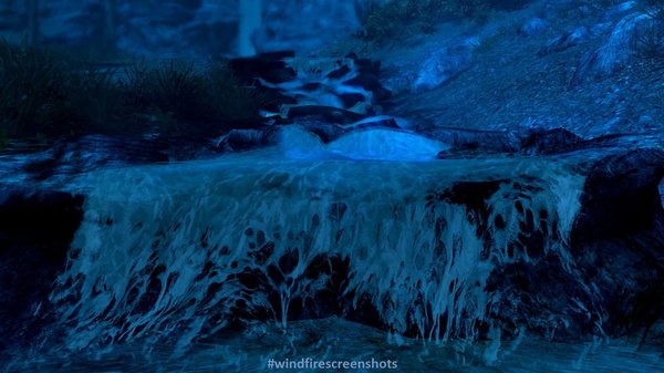 Горный ручей ночью.. SkyrimSE (сборка 6.0)