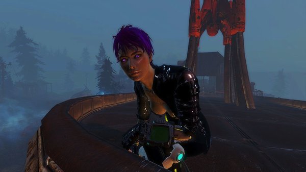 Ева всматривается в туман.. Fallout-4 (Сборка 6.4)