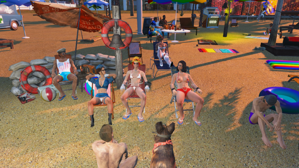 Рядом с постом спасателя.