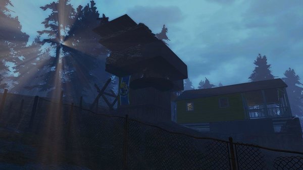 Охранная вышка рядом с входом в поселение.