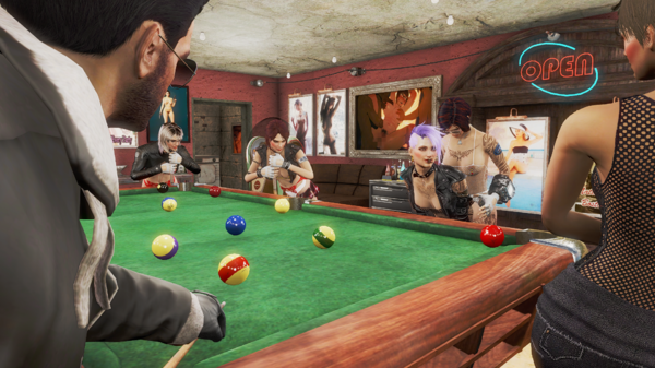 Данс с Кейт играют на «спор» в бильярд.