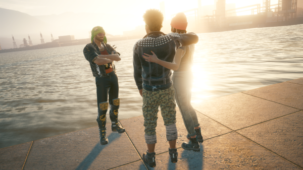 Ви и его новые друзья на фоне заката.