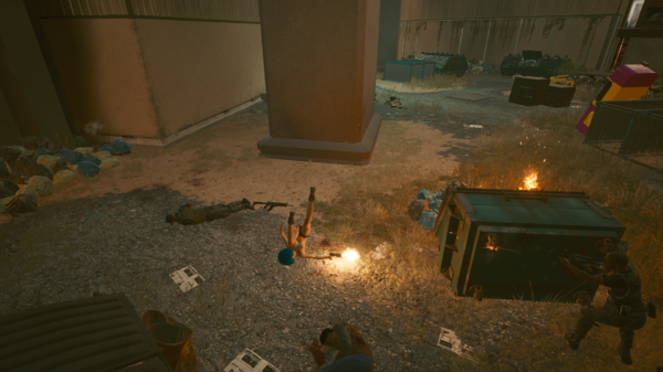 Кувырок-переворот и из трофейного пистолета.