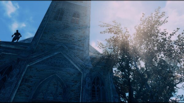 Пейзажик с зомбаком на крыше церкви ;)