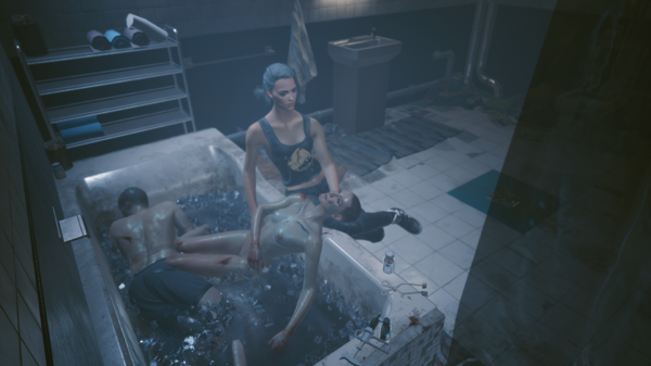 Ви пытается оказать раненой первую помощь.