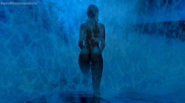 Эльфис под водопадом.. SkyrimSE (сборка 6.0)