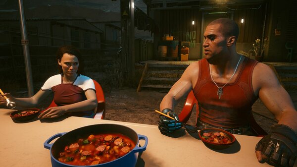 За столом.. Cyberpunk 2077