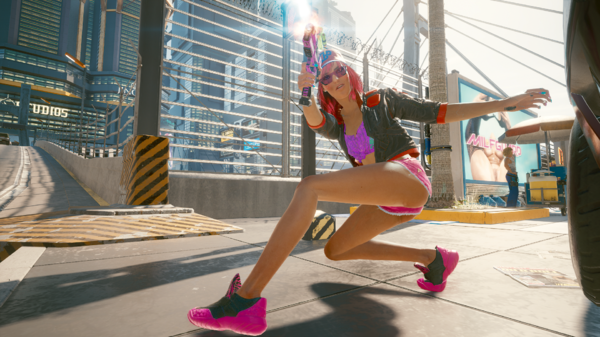 Даже днём на улицах Найт-Сити не спокойно.