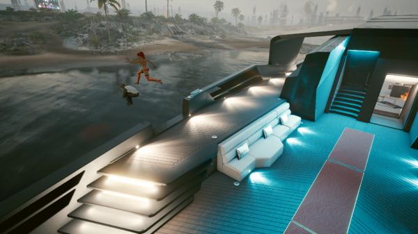 Ви и Керри прыгают с яхты.