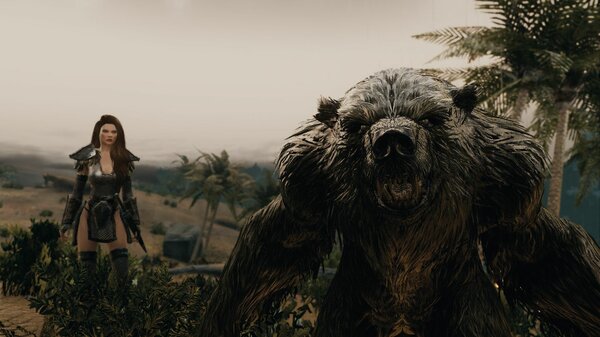 Эйла с другом медведем. Skyrim SE (Тропики 7.0)