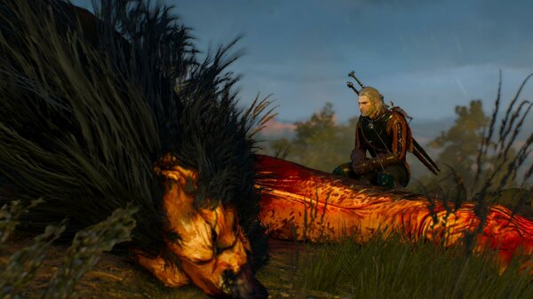 Геральт нашел убитую самку Грифона..