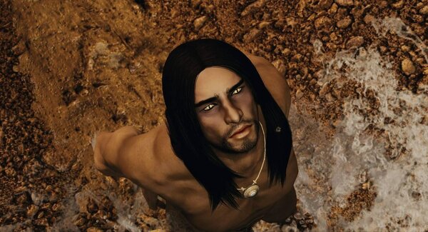 ЭЙРАН под горным ручьем.. Skyrim SE (Тропики 7.0)