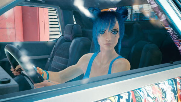 Блю Мун на своей машинке едет к Джуди.