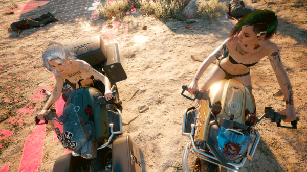 Ви и Джуди катаются на мотоциклах.