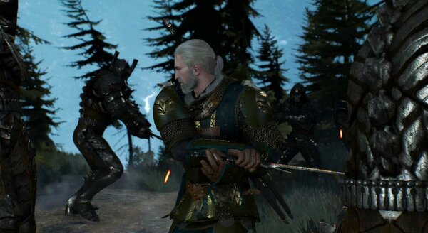 Геральт в бою с Дикой Охотой.. Ведьмак III