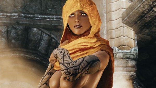 Дориана в храме Дибеллы.. Skyrim SE (Тропики 7.0)