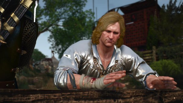 Рыцарь слагающий на Геральта выступление на турнире