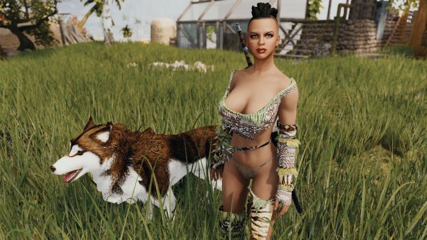 Карли с псом охраняют дачу ) Skyrim SE (Тропики 7.0)