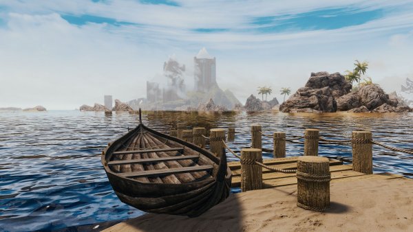 Вид на замок вампиров Волкихар.. Skyrim SE (Тропики 7.0)