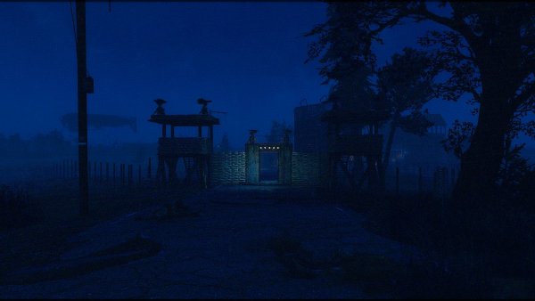 Вход в поселение ночью.. Poselenia Windfire Fallout-4
