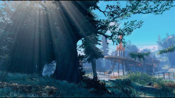 Пейзаж с видом на базу Red Rocket. Fallout-4