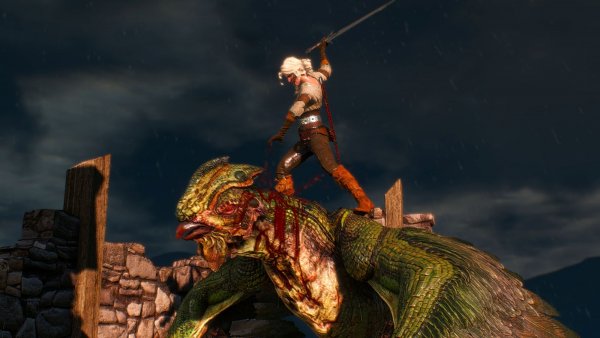 ЦИРИЛЛА рубит голову Василиску.. Ведьмак III (сборка Торна)