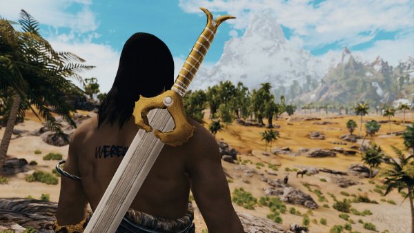 Эйран смотрит на Высокий Хродгар.. Skyrim SE (Тропики 7.0)