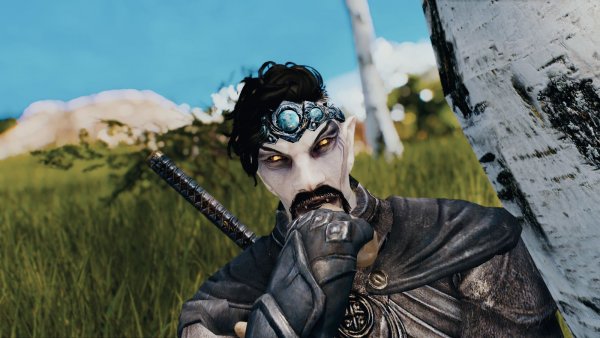 Даркфэл у ствола березы.. Skyrim SE (Тропики 7.0)