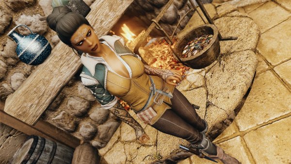 Дориана у камина.. Skyrim SE (Тропики 7.0)