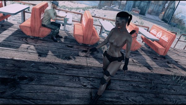 Поселенцы в кафе на острове Спектакль Айленд.