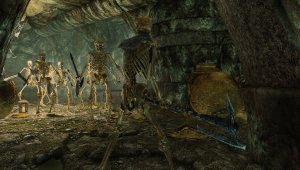 SkyrimAE Сражение с толпой скелетов и превращение