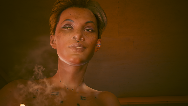 Удивлённо довольная Алекс во время перекура.