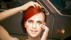 Красотка Ви с короткой стрижкой и милыми зубками кролика.