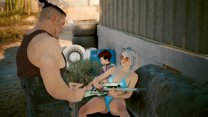 Джеки и Ви в новых купальнике и босоножках.