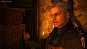 Геральт в свете свечей.. Ведьмак III (сборка Торна)