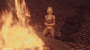 Алия возле костра.. SKYRIM AE (Сборка 16)