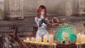 Сина возле стола зачарования. SKYRIM AE (Сборка 16)