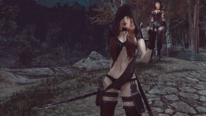 ЭЛЛИ и Серана на ночной дороге. SKYRIM AE (Сборка 16)