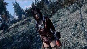 Клэр сменила стиль на черно-красный.